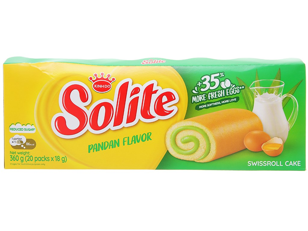 Ảnh sản phẩm Bánh Solite cuộn kem lá dứa 360g (1/2)